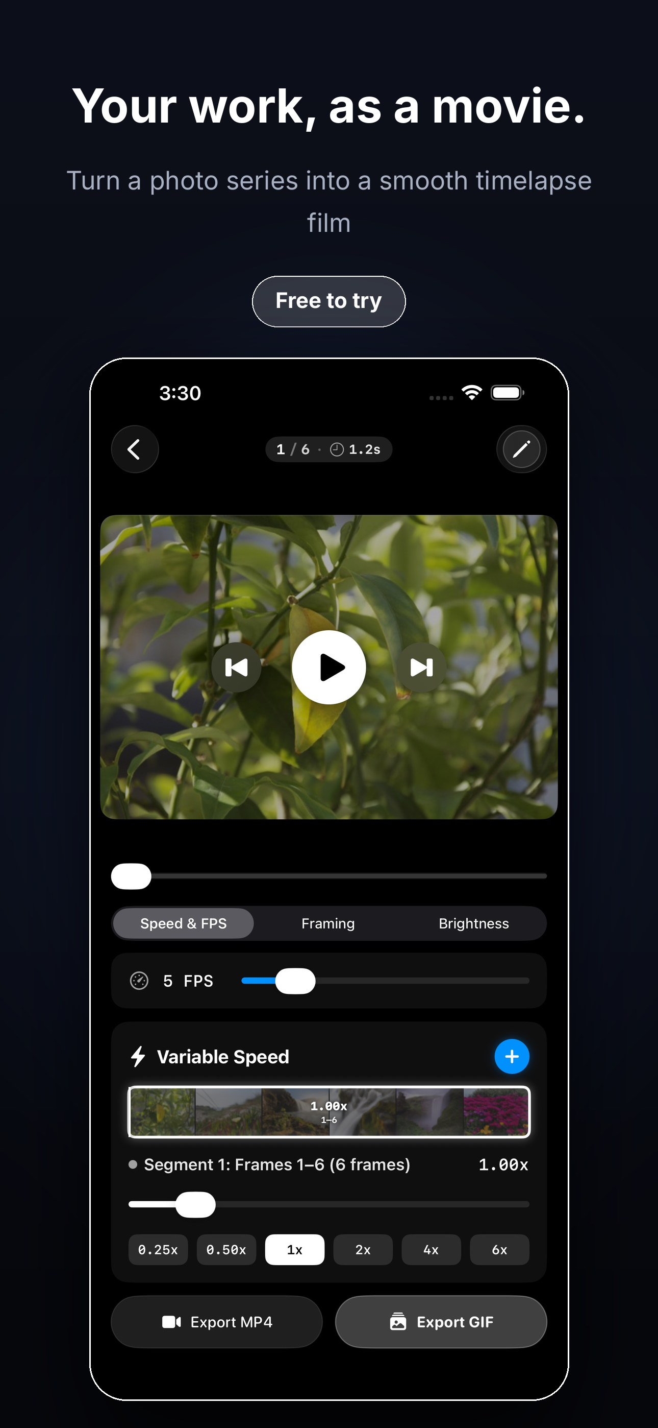 Hero — Your work, as a movie.